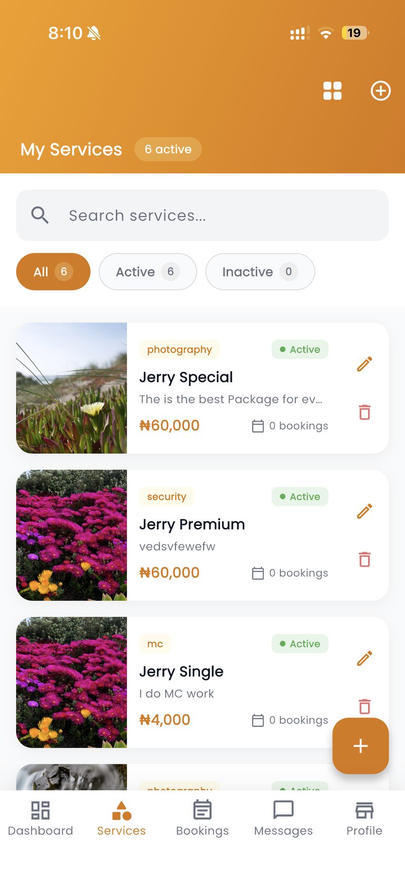 Vendor app — Services